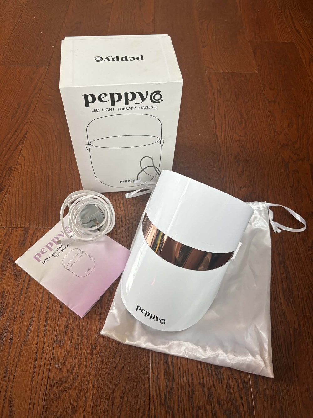 Peppy LED Light Therapy Mask 2.0 - White with Rose Gold Accent